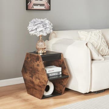 Salontafel Molde set van 2 zwart en walnootkleurig [en.casa], Huis en Inrichting, Tafels | Salontafels, Verzenden, Nieuw