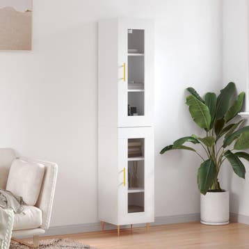 vidaXL buffetkast 34,5x34x180 cm bewerkt hout wit, Huis en Inrichting, Kasten | Buffetkasten, Minder dan 50 cm, Verzenden, Nieuw