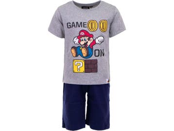 Kinderpyjama - Shortama - Super Mario - Grijs/Marineblauw, Verzenden, Nieuw