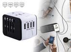 Universele Wereldstekker met 4 USB Poorten - Internationale, Verzenden, Nieuw