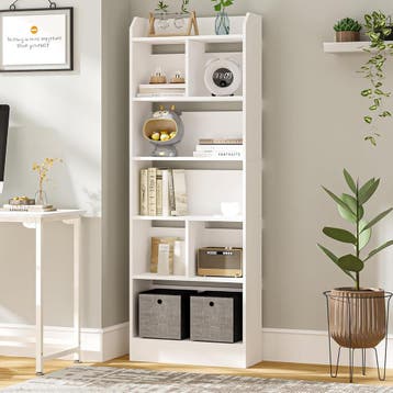 Boekenkast - Boekenrek - Wandkast - 170x60x24 cm - Wit - Hzu, Huis en Inrichting, Verzenden, Zo goed als nieuw