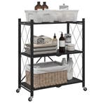 vidaXL Opbergplank op wielen zwart 71x34x88 cm staal, Verzenden, Nieuw