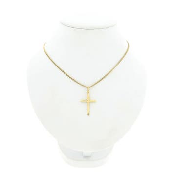 Gouden hanger van een kruis; INRI (Hanger of bedel), Ophalen of Verzenden, Gebruikt, Goud, Overige merken