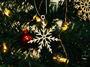 Kerstornament - Sneeuwvlok Simpele ster- Hout - Set van 4, Diversen, Kerst, Ophalen of Verzenden, Nieuw