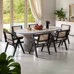 Eetkamerstoel Lizzy met Weens vlechtwerk in boho-stijl - zwa, Verzenden, Nieuw