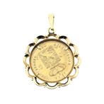 Gouden hanger van 10 gulden munt met Koning Willem De Derde, Ophalen of Verzenden, Gebruikt, Goud, Overige merken