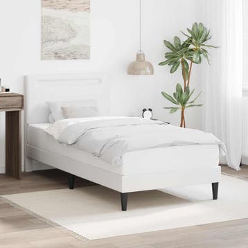 vidaXL Bedframe met LED-stripverlichting Wit 80 x 200 cm, Overige materialen, Eenpersoons, Verzenden, Wit