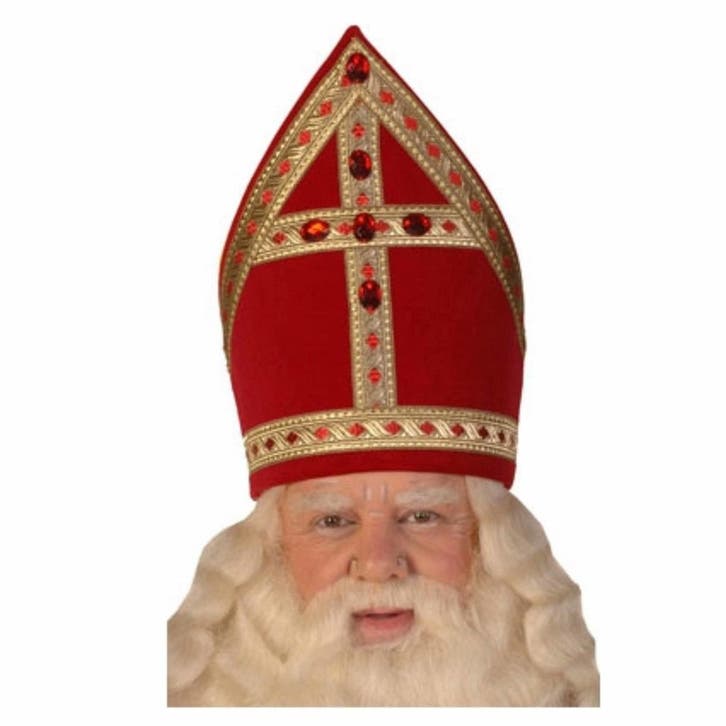 Fluweel/katoenen Sinterklaas mijter - Sinterklaas accessoi.., Diversen, Sinterklaas, Ophalen of Verzenden
