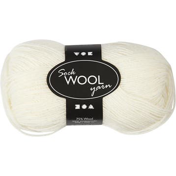 Sokkengaren, L: 200 M, off-white, 50 gr/ 1 bol, Nieuw