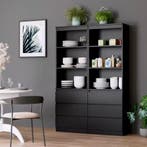Sedia Home Hoge Boekenkast - Wit, zwart, eiken kast nieuw, Met lade(s), Verzenden, Eikenhout, Nieuw