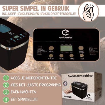 Evidenter Broodbakmachine BM800 met 14 digitale, Ophalen of Verzenden, Zo goed als nieuw