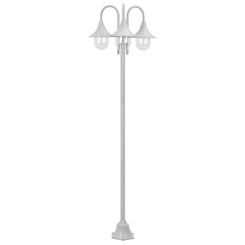 vidaXL Paalverlichting tuin E27 220 cm aluminium wit 3-delig, Tuin en Terras, Buitenverlichting, Verzenden, Nieuw, Aluminium, Staande lamp