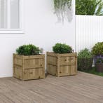 vidaXL Plantenbakken 2 st cm geïmpregneerd hout, Verzenden, Minder dan 60 cm, Nieuw, Hout