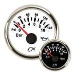 CN oliedrukmeter 0-10 bar met Chromen ring Wit of Zwart-Zwar, Watersport en Boten, Ophalen of Verzenden, Nieuw
