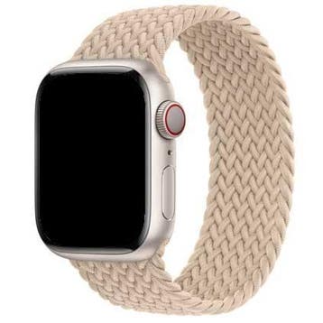 Apple Watch bandje Onyx - gevlochten - solo - nylon - beige, Verzenden, Nieuw