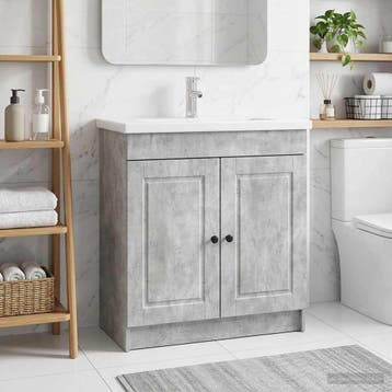 vidaXL Badkamer onder wastafel kast Betongrijs 78,5 x 37,5 x, Verzenden, Nieuw