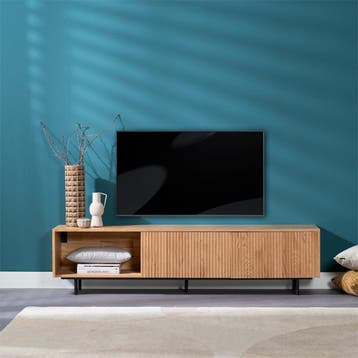 50% Korting: Tv-meubel Ray blank eiken 180 cm, Ophalen, Zo goed als nieuw, Industrieel, Scandinavisch, Modern
