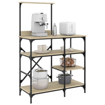 vidaXL Bakkersrek 90x40x132 cm bewerkt hout en metaal sonoma, Verzenden, Nieuw
