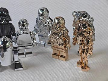 Lego Minifiguur - 8x minifigures Lego custom chrome Black,, Nieuw