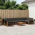 vidaXL Buiten bankenset met kussen 8 pcs Naturel en Zwart, Verzenden, Nieuw