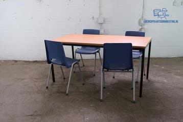 Tweedehands kantinetafel Lande kersen blad zwart frame, Verzenden, Gebruikt