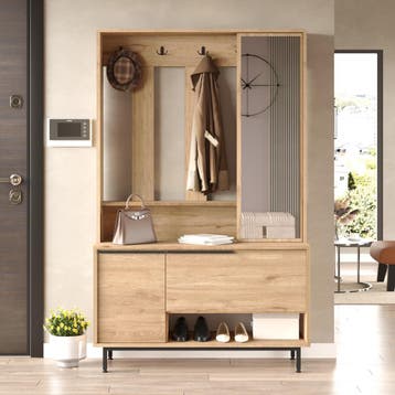 Halmeubel Vesanto halkast 178x112x35,5 cm eikenkleurig en zw, Verzenden, Nieuw