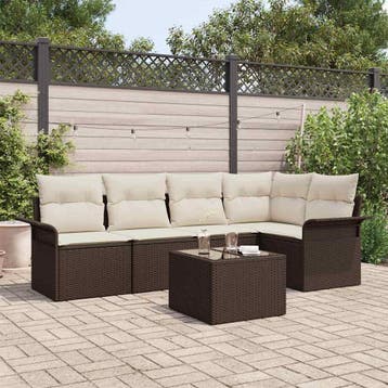 vidaXL Tuin Sofa Set 6 st poly rattan, Verzenden, Nieuw, Rotan, 6 zitplaatsen