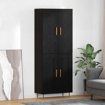 vidaXL Highboard Zwart Eiken 69,5 x 34 x 180 cm Bewerkt hout, Minder dan 50 cm, Verzenden, Nieuw, Minder dan 100 cm
