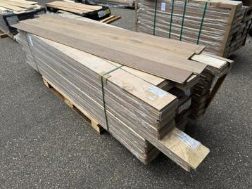 Online veiling: Eiken plankenvloer, dubbel gerookt wit, 14x1, Gebruikt