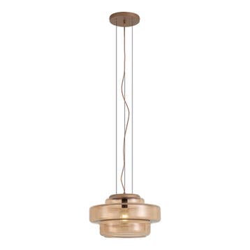 Retro hanglamp donker brons met brons glas - Barb, Verzenden, Nieuw, Retro