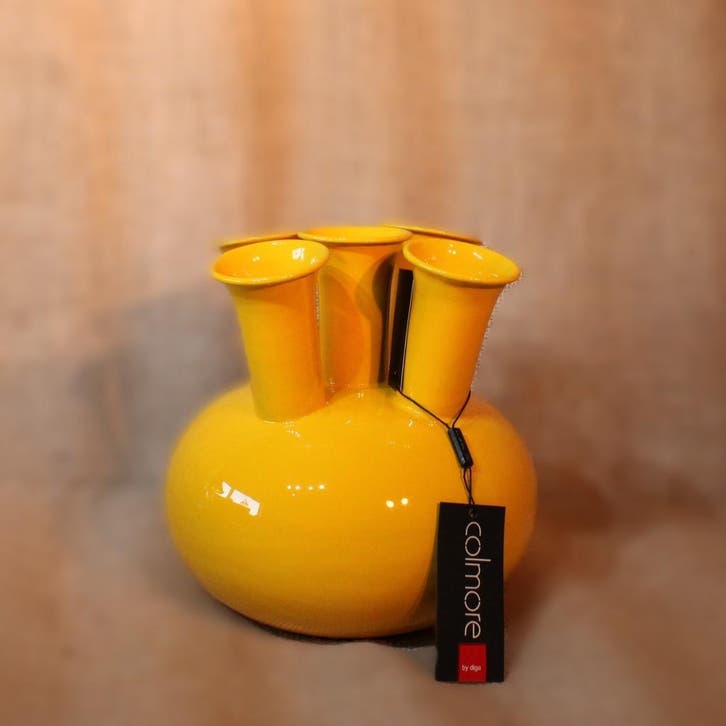 tulpenvaas toetervaas tuitvaas geel bijzonder cadeau, Huis en Inrichting, Woonaccessoires | Vazen, Nieuw, Ophalen of Verzenden