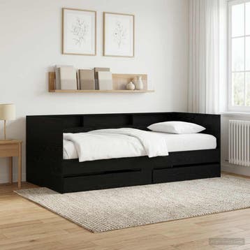 vidaXL Dagbed met lade met plank met opslag Zwart eiken, Verzenden, Nieuw, Zwart, Hout