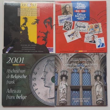 België. Mint Set 1991, 1999, 2001, 2005 (Zonder