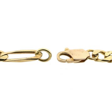 Gouden Figaro schakelketting, Sieraden, Tassen en Uiterlijk, Kettingen, Ophalen of Verzenden, Gebruikt, Goud, Goud