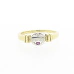 Bicolor gouden ring met robijn en diamant; 0,02 ct., 18 tot 19, Gebruikt, Overige kleuren, Ophalen of Verzenden