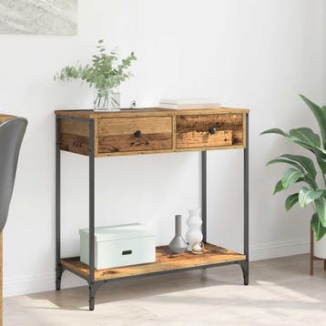 vidaXL Wandtafel Oud Hout 75 x 34,5 x 75 cm Bewerkt hout, Minder dan 45 cm, Verzenden, Nieuw, 70 cm of meer