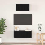 vidaXL Tv-meubelset Wandgemonteerd 2 pcs Zwart Eiken Bewerkt, Huis en Inrichting, Kasten | Televisiemeubels, Minder dan 50 cm