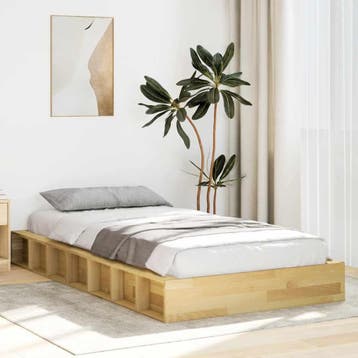 vidaXL Bedframe zonder matras 80x200 cm massief hout eiken, Eenpersoons, Bruin, Verzenden, Nieuw