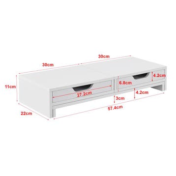 [en.casa] Monitorstandaard verhoger Marttila 60x22x11 cm wit, Verzenden, Nieuw in verpakking