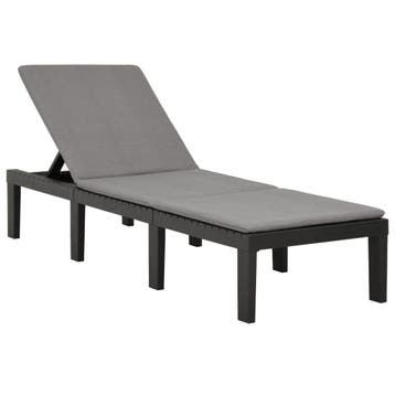 vidaXL Ligbed met kussen kunststof antracietkleurig, Tuin en Terras, Ligbedden, Verzenden, Nieuw