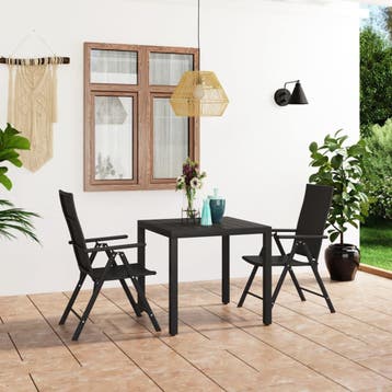 vidaXL 3-delige Tuinset zwart, Tuin en Terras, Tuinsets en Loungesets, Verzenden, Nieuw, 3 zitplaatsen, Tuinset