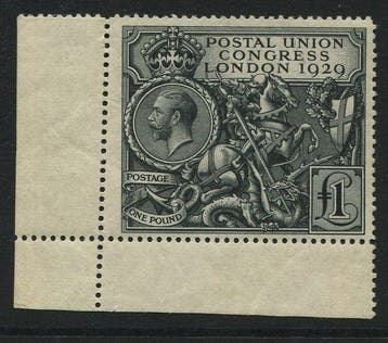 Groot-Brittannië 1929 - £1 black PUC misperforated - Stanley, Gestempeld