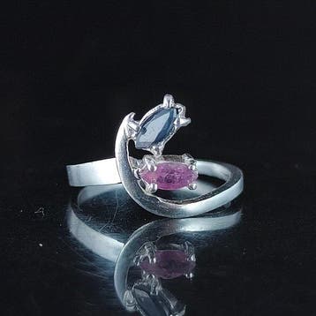 Robijn - Zilver - Ring met amulet - Ring Oneindige
