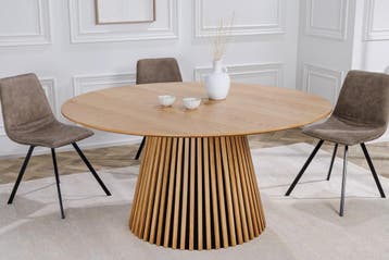 Ronde eettafel VALHALLA WOOD 120 cm naturel eiken kolomvoet, Huis en Inrichting, Ophalen of Verzenden, Nieuw