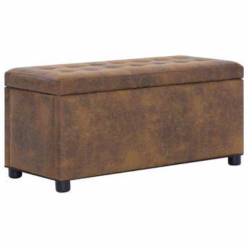 vidaXL Opberghocker 87,5 cm kunstsuède bruin, Huis en Inrichting, Verzenden, Nieuw