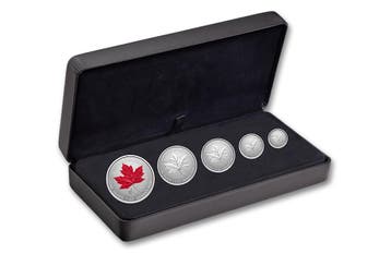 Muntset 5 x Zilveren Maple Leaf 2025, Verzenden