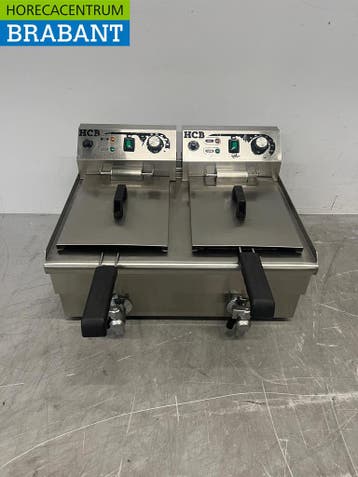 RVS Dubbele Friteuse Frituur Aftapkraan 2 x 8,5 liter 2 x, Ophalen of Verzenden, Gebruikt