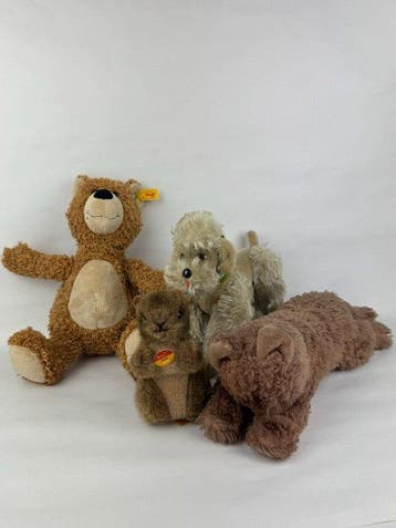 Steiff - Speelgoed Bear, Dog, Squirrel, Cat - Lot of 4 x