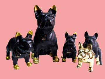 Beeldje - Conjunto de figuras bulldog francés negro con
