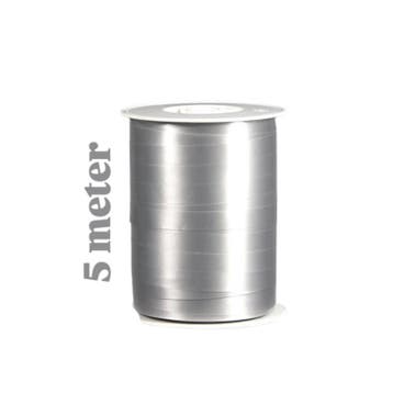 5m zilver grijs lint - krullint - cadeau versiering - leu..., Ophalen of Verzenden, Nieuw